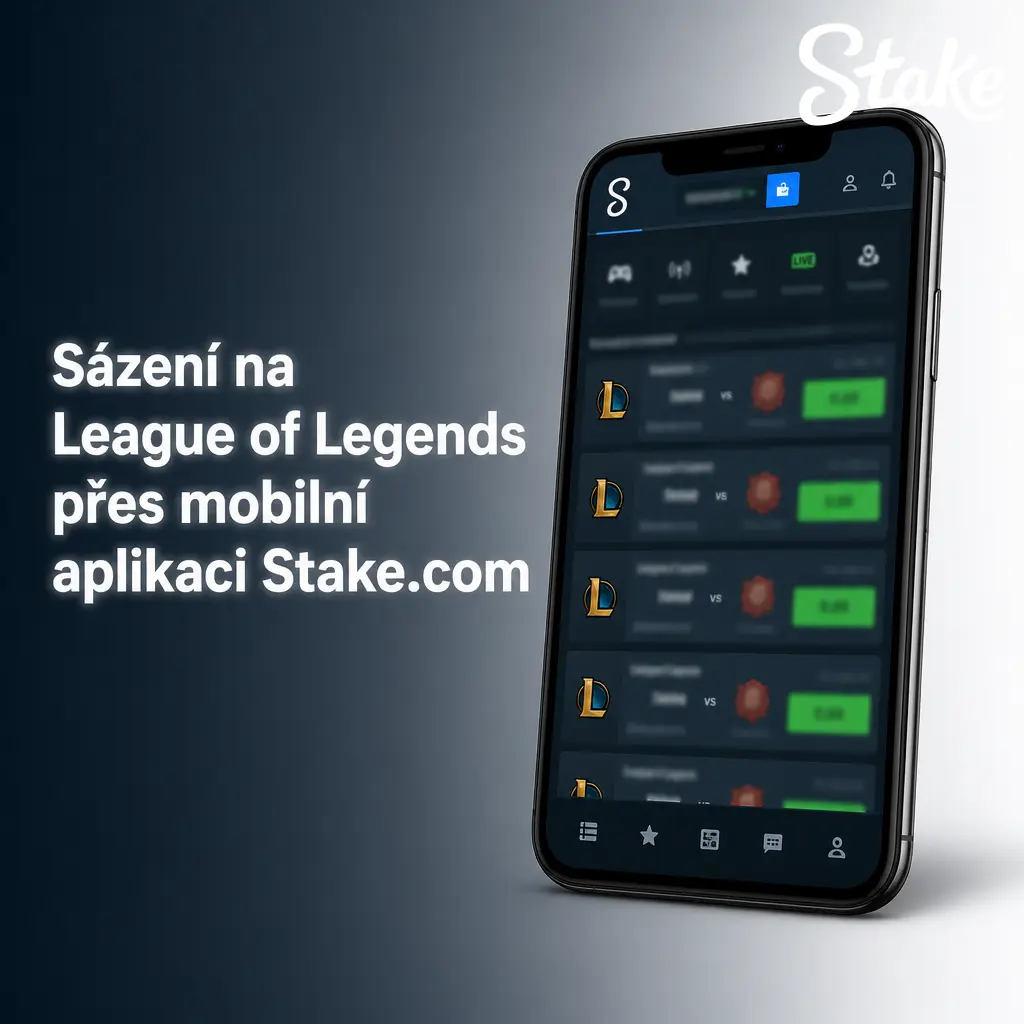 Mobilní aplikace Stake.com pro sázení na League of Legends na iOS a Android se živými kurzy a statistikami.